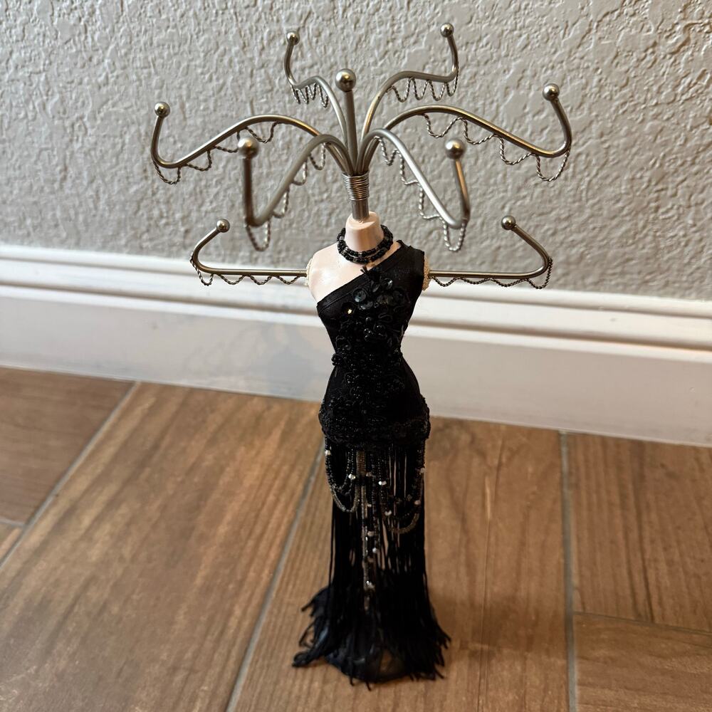 Vintage Style Black Dress Mannequin Jewelry Holder Stand Organizer Necklace